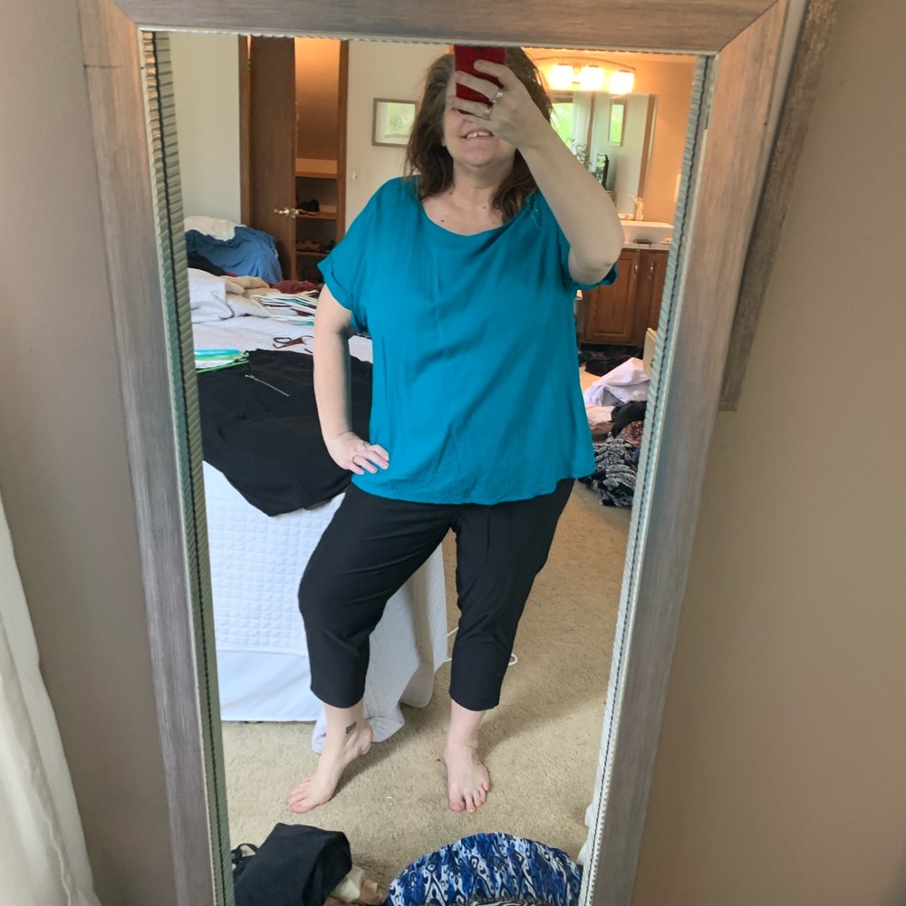 Rayon. Cool blouse. Turquoise and lightweight